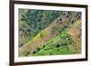 Village house and farmland on mountain slope, Simien Mountain, Ethiopia-Keren Su-Framed Photographic Print