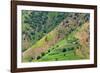 Village house and farmland on mountain slope, Simien Mountain, Ethiopia-Keren Su-Framed Photographic Print