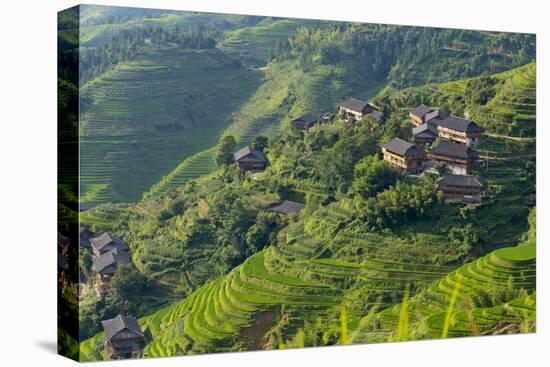 Village House and Rice Terraces in the Mountain, Longsheng, China-Keren Su-Stretched Canvas