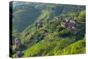 Village House and Rice Terraces in the Mountain, Longsheng, China-Keren Su-Stretched Canvas