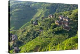 Village House and Rice Terraces in the Mountain, Longsheng, China-Keren Su-Stretched Canvas