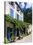 Village House with Blue Shutters, Lapradelle-Puilaurens, Aude, Languedoc-Roussillon, France-Ruth Tomlinson-Stretched Canvas