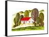 Village Houses and Farmland. Sketch Drawn by Hand on a White Background-La puma-Framed Stretched Canvas