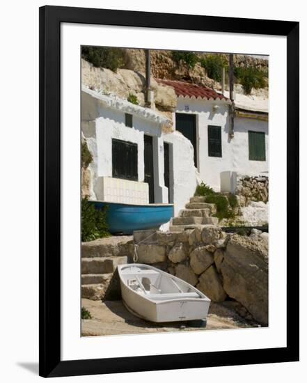 Village Houses Cut into the Cliffs, Cala D'Alcaufar, Menorca Island, Balearic Islands, Spain-Inaki Relanzon-Framed Photographic Print