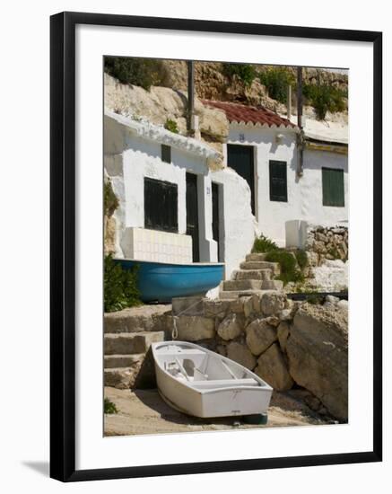 Village Houses Cut into the Cliffs, Cala D'Alcaufar, Menorca Island, Balearic Islands, Spain-Inaki Relanzon-Framed Photographic Print