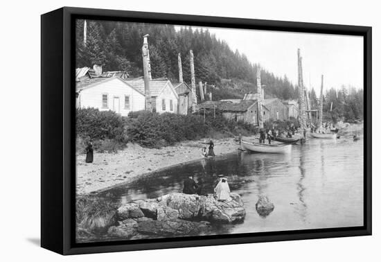 Village in Alaska, circa 1900-null-Framed Stretched Canvas
