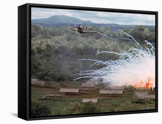 Village in flames after Explosives Dropped During an American Air Strike Against Viet Cong-Larry Burrows-Framed Stretched Canvas