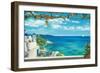 Village in Greece-Robert Dominguez-Framed Premium Giclee Print