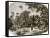 Village in Java-English-Framed Stretched Canvas