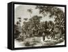 Village in Java-English-Framed Stretched Canvas