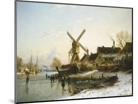 Village in Mid-Winter-Johannes Bartholomaus Duntze-Mounted Giclee Print