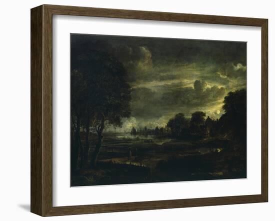 Village in Moonlight-Aert van der Neer-Framed Giclee Print