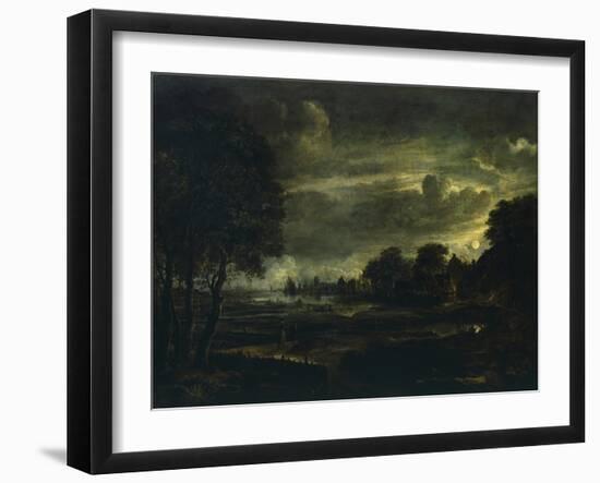 Village in Moonlight-Aert van der Neer-Framed Giclee Print
