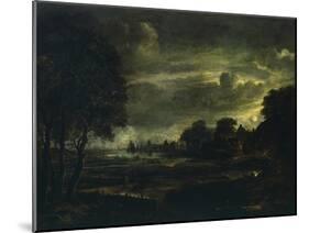 Village in Moonlight-Aert van der Neer-Mounted Giclee Print