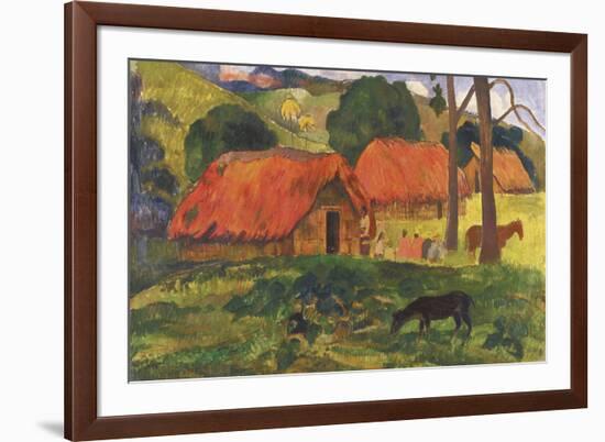 Village in Tahiti-Paul Gauguin-Framed Giclee Print