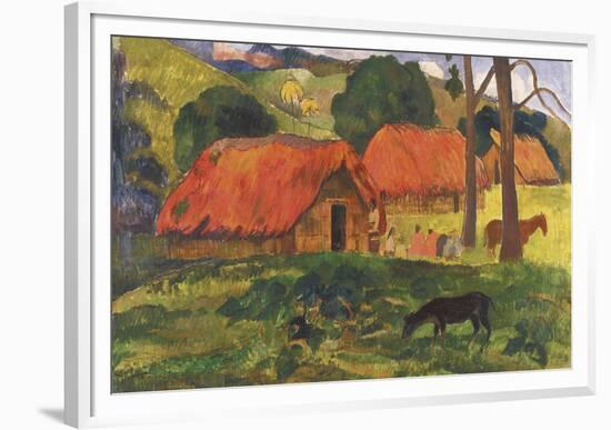 Village in Tahiti-Paul Gauguin-Framed Giclee Print