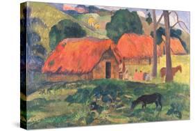 Village in Tahiti-Paul Gauguin-Stretched Canvas