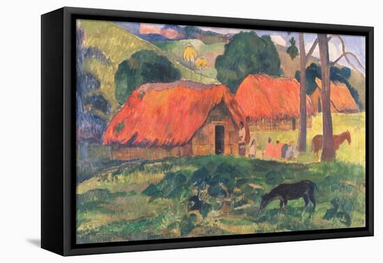 Village in Tahiti-Paul Gauguin-Framed Stretched Canvas