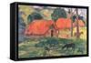 Village in Tahiti-Paul Gauguin-Framed Stretched Canvas