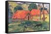 Village in Tahiti-Paul Gauguin-Framed Stretched Canvas