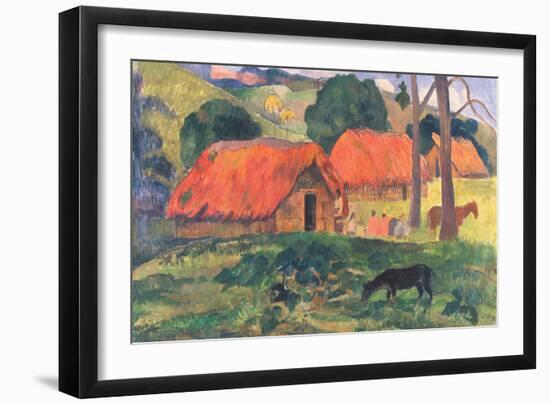 Village in Tahiti-Paul Gauguin-Framed Art Print