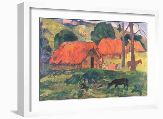 Village in Tahiti-Paul Gauguin-Framed Art Print