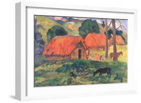 Village in Tahiti-Paul Gauguin-Framed Art Print