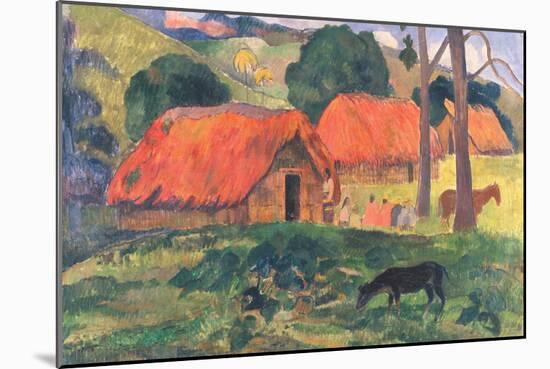 Village in Tahiti-Paul Gauguin-Mounted Art Print