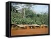 Village in the Jungle, Northern Area, Congo, Africa-David Poole-Framed Stretched Canvas