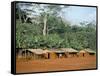 Village in the Jungle, Northern Area, Congo, Africa-David Poole-Framed Stretched Canvas