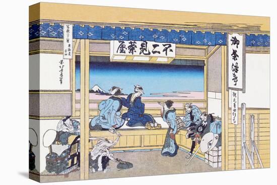 Village Inn Facing Mount Fuji-Katsushika Hokusai-Stretched Canvas