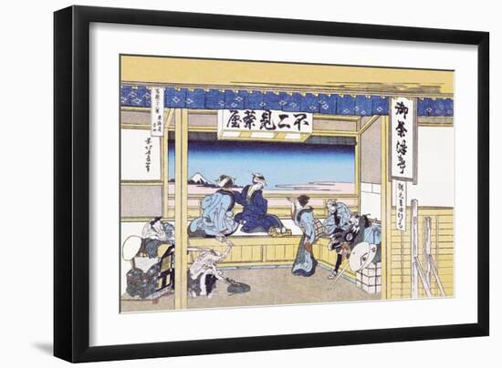 Village Inn Facing Mount Fuji-Katsushika Hokusai-Framed Art Print