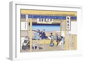 Village Inn Facing Mount Fuji-Katsushika Hokusai-Framed Art Print