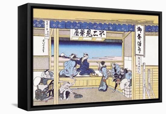 Village Inn Facing Mount Fuji-Katsushika Hokusai-Framed Stretched Canvas