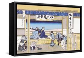 Village Inn Facing Mount Fuji-Katsushika Hokusai-Framed Stretched Canvas