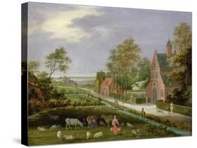 Village Landscape-Pieter Gysels-Stretched Canvas