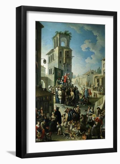 Village Market Scene with Quack or Charlatan 18th Century-Graneri-Framed Giclee Print