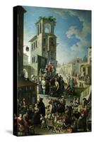 Village Market Scene with Quack or Charlatan 18th Century-Graneri-Stretched Canvas