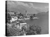 Village of Cremia on Lake Como Agianst Background of the Italian Alps-null-Stretched Canvas