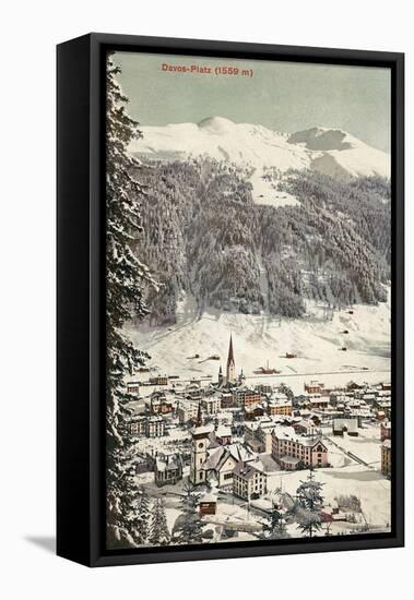 Village of Davos, Switzerland-null-Framed Stretched Canvas