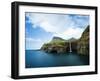 Village of Gasadalur Overlooked by the 612M Heinanova Mountain, Vagar Island, Faroe Islands, Denmar-Kimberley Coole-Framed Photographic Print