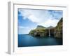 Village of Gasadalur Overlooked by the 612M Heinanova Mountain, Vagar Island, Faroe Islands, Denmar-Kimberley Coole-Framed Photographic Print