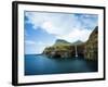 Village of Gasadalur Overlooked by the 612M Heinanova Mountain, Vagar Island, Faroe Islands, Denmar-Kimberley Coole-Framed Photographic Print