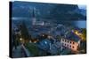 Village of Hallstatt Illuminated at Dusk, Hallstattersee, Oberosterreich (Upper Austria)-Doug Pearson-Stretched Canvas