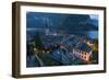 Village of Hallstatt Illuminated at Dusk, Hallstattersee, Oberosterreich (Upper Austria)-Doug Pearson-Framed Photographic Print