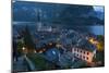 Village of Hallstatt Illuminated at Dusk, Hallstattersee, Oberosterreich (Upper Austria)-Doug Pearson-Mounted Photographic Print