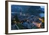 Village of Hallstatt Illuminated at Dusk, Hallstattersee, Oberosterreich (Upper Austria)-Doug Pearson-Framed Photographic Print