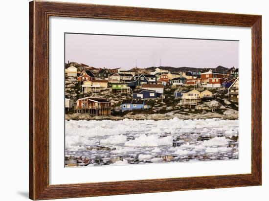 Village of Ilulissat as Seen from the Pack Ice, Disko Bay, Greenland-Fran?oise Gaujour-Framed Photographic Print