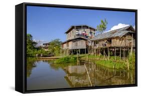 Village of Nam Pan, Stilt Houses, Inle Lake, Shan State, Myanmar (Burma), Asia-Nathalie Cuvelier-Framed Stretched Canvas