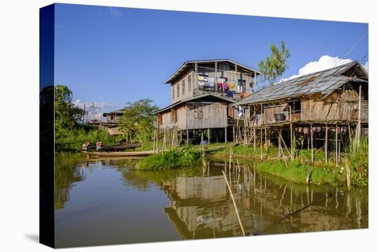 Village of Nam Pan, Stilt Houses, Inle Lake, Shan State, Myanmar (Burma), Asia-Nathalie Cuvelier-Stretched Canvas